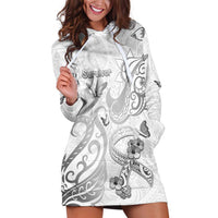 Personalised Brain Cancer Awareness Hoodie Dress Ribbon Polynesian Pattern