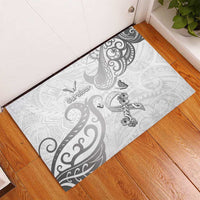 Brain Cancer Awareness Rubber Doormat Ribbon Polynesian Pattern