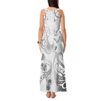 Personalised Brain Cancer Awareness Tank Maxi Dress Ribbon Polynesian Pattern