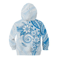 Polynesian Pattern With Plumeria Flowers Kid Hoodie Blue