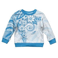 Polynesian Pattern With Plumeria Flowers Kid Ugly Christmas Sweater Blue LT05 Kid Blue - Polynesian Pride