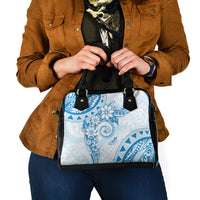 Polynesian Pattern With Plumeria Flowers Shoulder Handbag Blue LT05 - Polynesian Pride