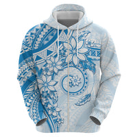 Polynesian Pattern With Plumeria Flowers Zip Hoodie Blue