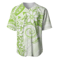 Polynesian Pattern With Plumeria Flowers Baseball Jersey Lime Green LT05 Lime Green - Polynesian Pride