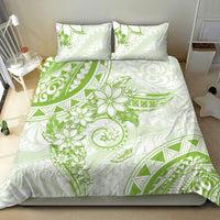 Polynesian Pattern With Plumeria Flowers Bedding Set Lime Green