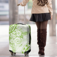 Polynesian Pattern With Plumeria Flowers Luggage Cover Lime Green