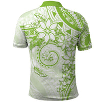 Polynesian Pattern With Plumeria Flowers Polo Shirt Lime Green