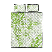 Polynesian Pattern With Plumeria Flowers Quilt Bed Set Lime Green