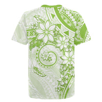 Polynesian Pattern With Plumeria Flowers Rugby Jersey Lime Green