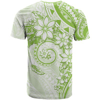Polynesian Pattern With Plumeria Flowers T Shirt Lime Green LT05 - Polynesian Pride
