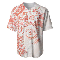 Polynesian Pattern With Plumeria Flowers Baseball Jersey Orange Peach LT05 Peach - Polynesian Pride