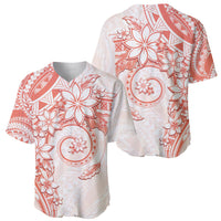 Polynesian Pattern With Plumeria Flowers Baseball Jersey Orange Peach LT05 - Polynesian Pride