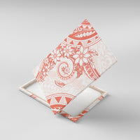 Polynesian Pattern With Plumeria Flowers Canvas Wall Art Orange Peach