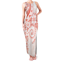 Polynesian Pattern With Plumeria Flowers Family Matching Tank Maxi Dress and Hawaiian Shirt Orange Peach LT05 Mom's Dress Peach - Polynesian Pride