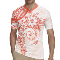 Polynesian Pattern With Plumeria Flowers Rugby Jersey Orange Peach