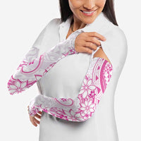 Polynesian Pattern With Plumeria Flowers Arm Sleeves Pink LT05 - Polynesian Pride
