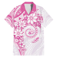 Polynesian Pattern With Plumeria Flowers Family Matching Mermaid Dress and Hawaiian Shirt Pink LT05 Dad's Shirt - Short Sleeve Pink - Polynesian Pride