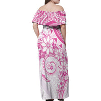 Polynesian Pattern With Plumeria Flowers Family Matching Off Shoulder Maxi Dress and Hawaiian Shirt Pink LT05 - Polynesian Pride