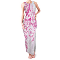 Polynesian Pattern With Plumeria Flowers Family Matching Tank Maxi Dress and Hawaiian Shirt Pink LT05 Mom's Dress Pink - Polynesian Pride