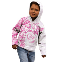 Polynesian Pattern With Plumeria Flowers Kid Hoodie Pink
