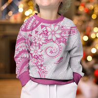 Polynesian Pattern With Plumeria Flowers Kid Ugly Christmas Sweater Pink LT05 - Polynesian Pride