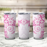 Pink Polynesian Pattern With Plumeria Flowers Tumbler Cup