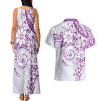 Polynesian Pattern With Plumeria Flowers Couples Matching Tank Maxi Dress and Hawaiian Shirt Purple LT05 - Polynesian Pride