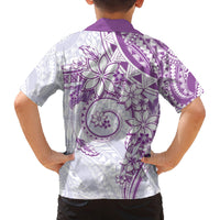 Polynesian Pattern With Plumeria Flowers Family Matching Puletasi and Hawaiian Shirt Purple LT05 - Polynesian Pride