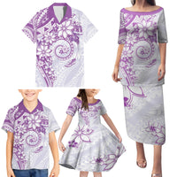 Polynesian Pattern With Plumeria Flowers Family Matching Puletasi and Hawaiian Shirt Purple LT05 - Polynesian Pride