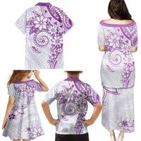 Polynesian Pattern With Plumeria Flowers Family Matching Puletasi and Hawaiian Shirt Purple LT05 - Polynesian Pride
