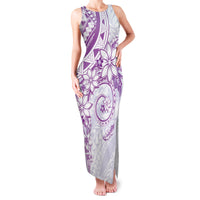 Polynesian Pattern With Plumeria Flowers Family Matching Tank Maxi Dress and Hawaiian Shirt Purple LT05 Mom's Dress Purple - Polynesian Pride