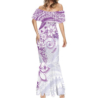 Polynesian Pattern With Plumeria Flowers Mermaid Dress Purple LT05 - Polynesian Pride