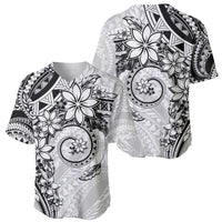 Polynesian Pattern With Plumeria Flowers Baseball Jersey White LT05 - Polynesian Pride