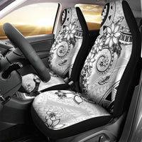 Polynesian Pattern With Plumeria Flowers Car Seat Cover White