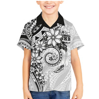 Polynesian Pattern With Plumeria Flowers Family Matching Mermaid Dress and Hawaiian Shirt White LT05 Son's Shirt White - Polynesian Pride