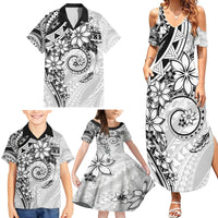 Polynesian Pattern With Plumeria Flowers Family Matching Summer Maxi Dress and Hawaiian Shirt White LT05 - Polynesian Pride