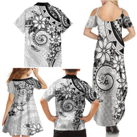 Polynesian Pattern With Plumeria Flowers Family Matching Summer Maxi Dress and Hawaiian Shirt White LT05 - Polynesian Pride