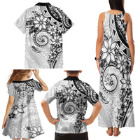 Polynesian Pattern With Plumeria Flowers Family Matching Tank Maxi Dress and Hawaiian Shirt White LT05 - Polynesian Pride