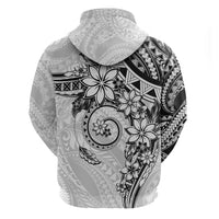 Polynesian Pattern With Plumeria Flowers Zip Hoodie White