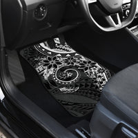 Polynesian Pattern With Plumeria Flowers Car Mats Black