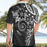 Polynesian Pattern With Plumeria Flowers Hawaiian Shirt Black