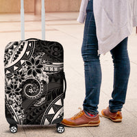 Polynesian Pattern With Plumeria Flowers Luggage Cover Black