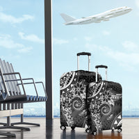 Polynesian Pattern With Plumeria Flowers Luggage Cover Black