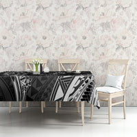 Polynesian Pattern With Plumeria Flowers Tablecloth Black LT05 - Polynesian Pride
