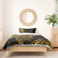 Polynesian Sunset Plumeria Bedding Set Gold Polynesian Tattoo
