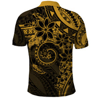 Polynesian Sunset Plumeria Polo Shirt Gold Polynesian Tattoo