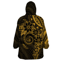 Polynesian Sunset Plumeria Wearable Blanket Hoodie Gold Polynesian Tattoo