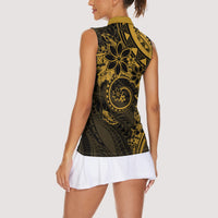 Polynesian Sunset Plumeria Women Sleeveless Polo Shirt Gold Polynesian Tattoo LT05 - Polynesian Pride