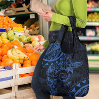 Polynesian Sunset Plumeria Grocery Bag Navy Polynesian Tattoo