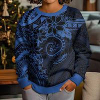 Polynesian Sunset Plumeria Kid Ugly Christmas Sweater Navy Polynesian Tattoo LT05 - Polynesian Pride
